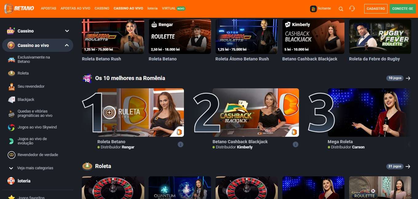 Betano Casino ao vivo