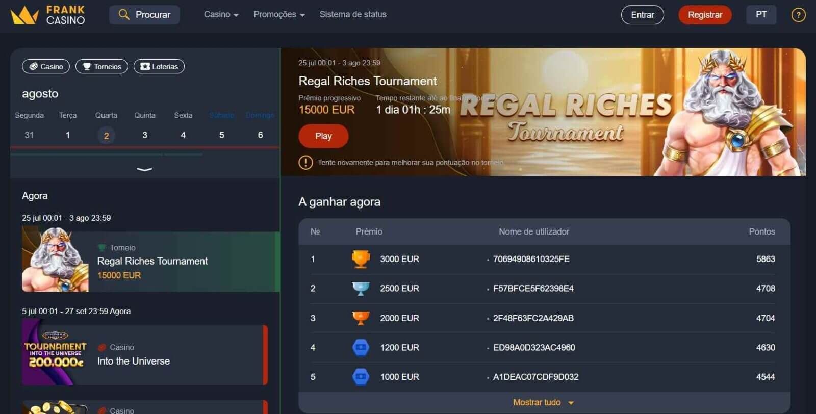 frank casino torneos