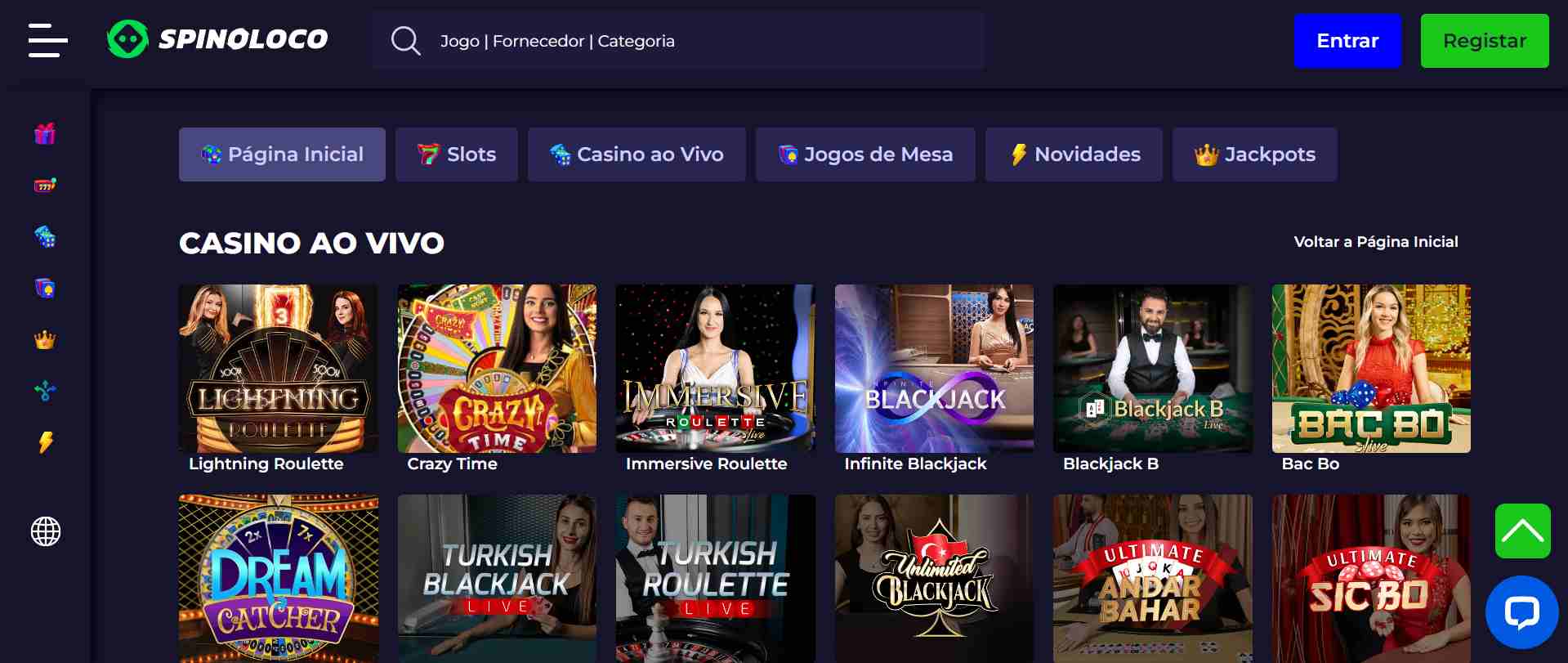 Jogos ao vivo da Spinoloco